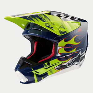 Alpinestars 2024 SM5 Rash Helmet (Night Navy/Yellow Fluo Glossy)